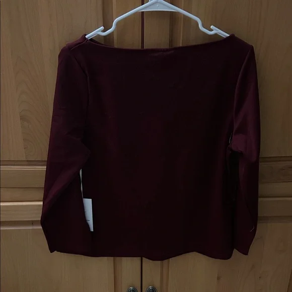 Unique Vintage Maroon Long Sleeve Top with Black Bat Cutout - Picture 2 of 4